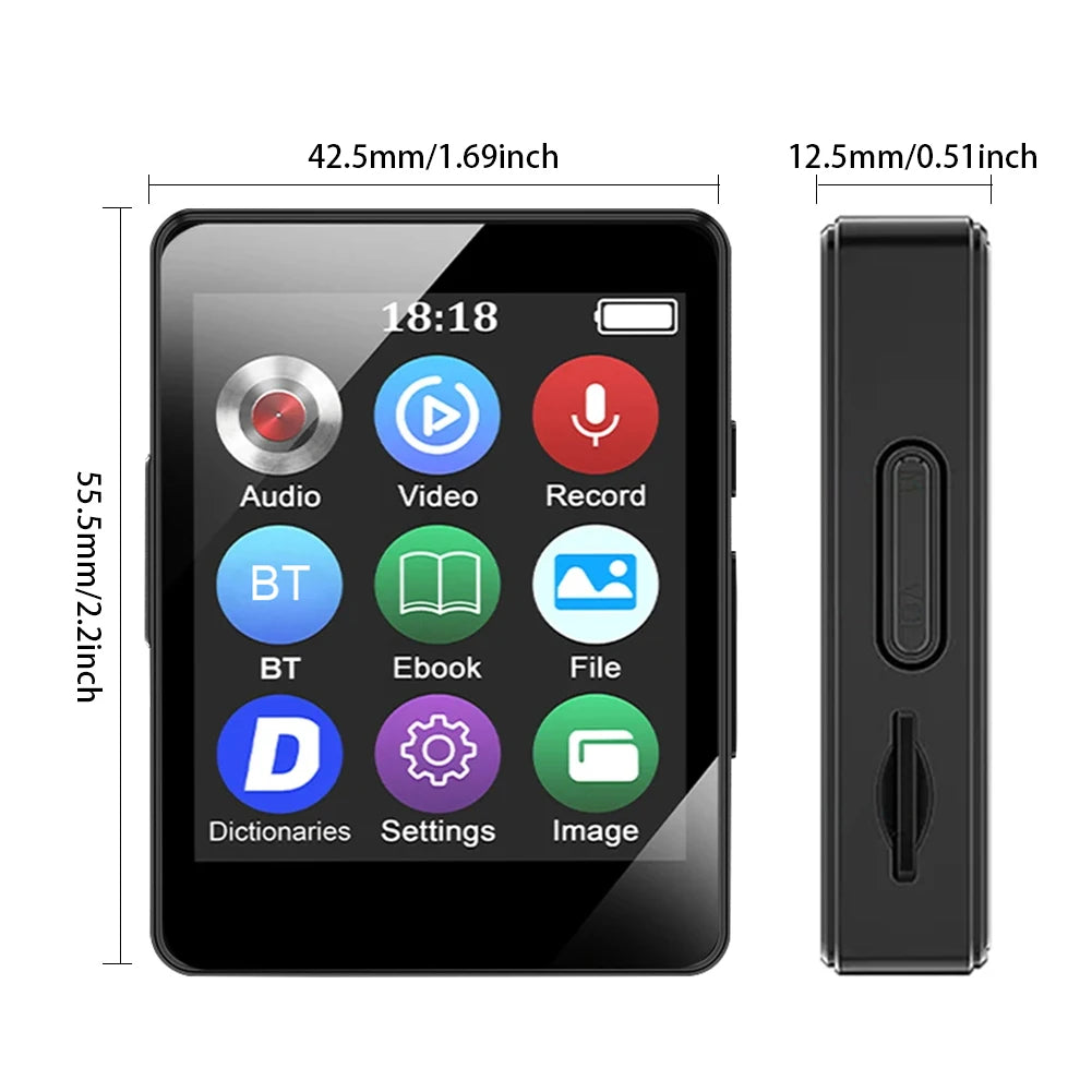 8/16/32/64GB Mini MP4 Player Bluetooth 5.0 HiFi MP3 Walkman with Recording | Portab additional angle