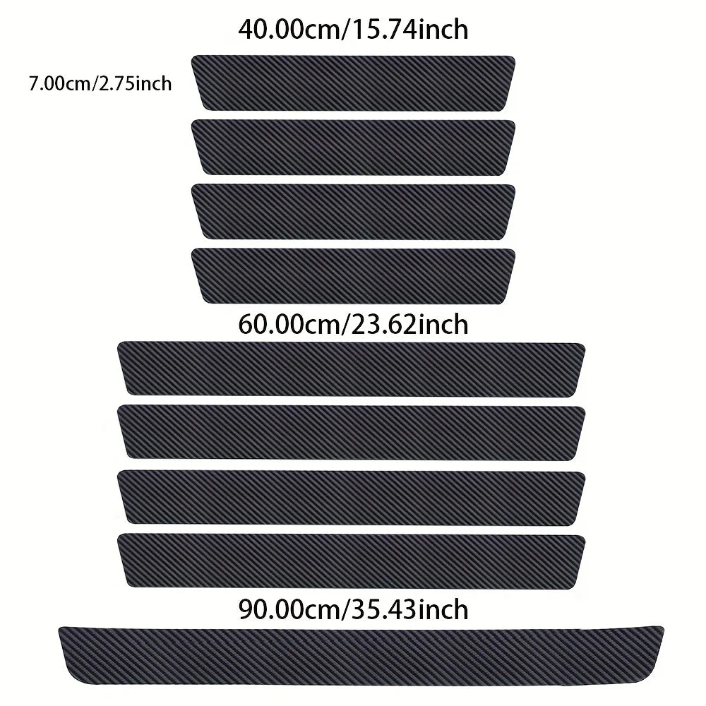 9pcs Carbon Fiber Car Door Sill Protectors: Vinyl Wrap Stickers for Maximum Protection close-up view