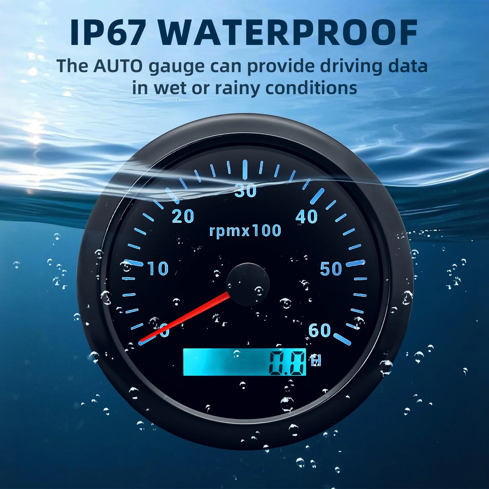 AD 85MM Tachometer with LCD Hour Meter For Marine Boat Car RPM Gauge 0-3000 4000 8000 RPM Meter Tach Sensor 7Colors Backlight
