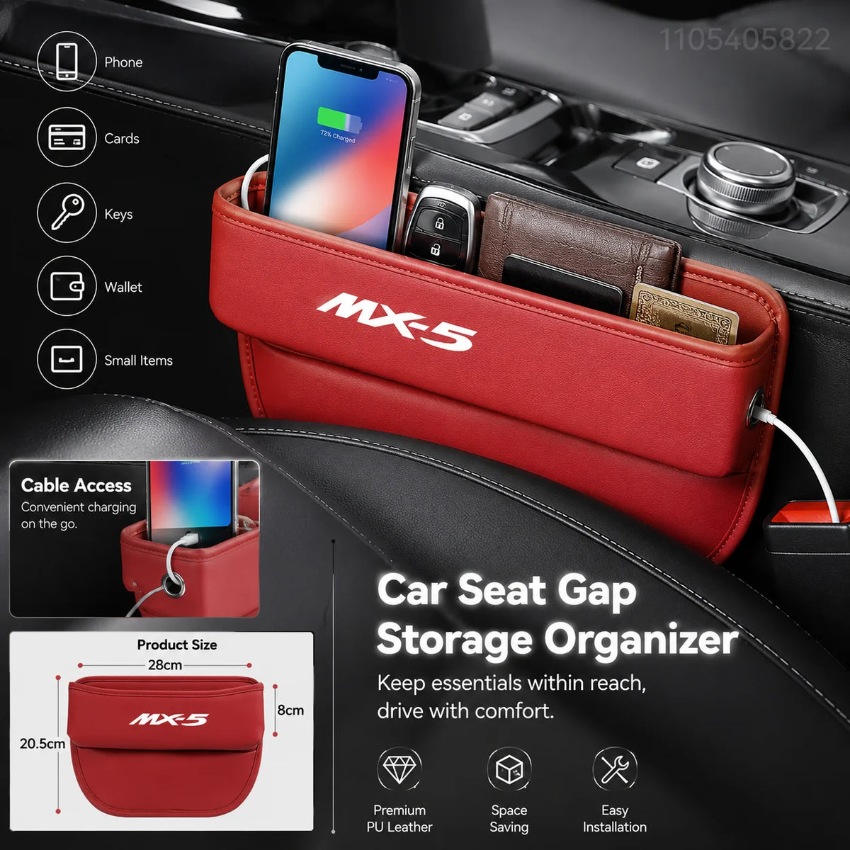 Car Seat Crevice Storage Box Slit Catcher Drop Stop Gap Filler Organizer For Mazda MX-5 MX5 Interior Accessories Auto