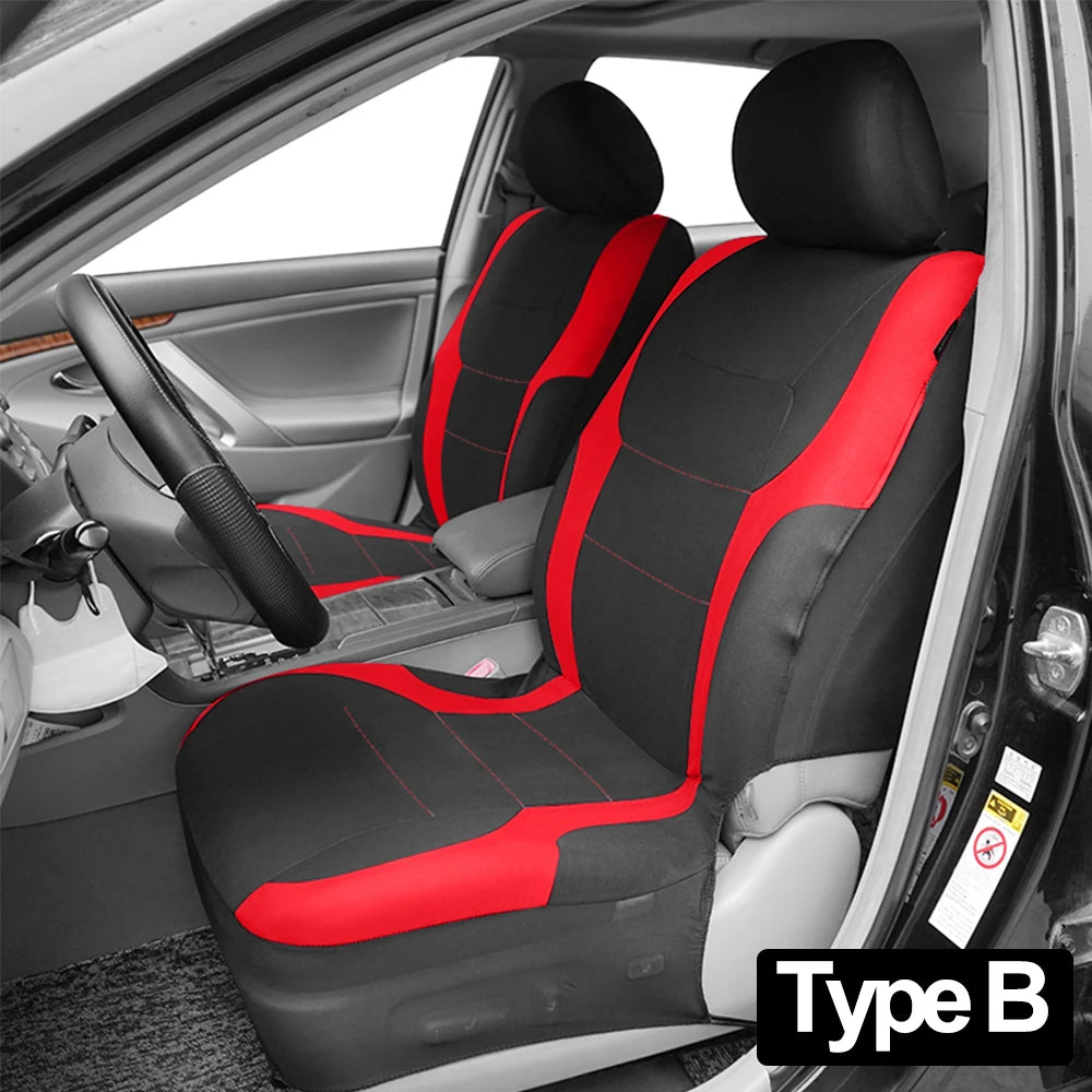 AUTO PLUS Sports Universal Polyester Car Seat Cover Set Fit Most Car Plain Fabric Bicolo detail view