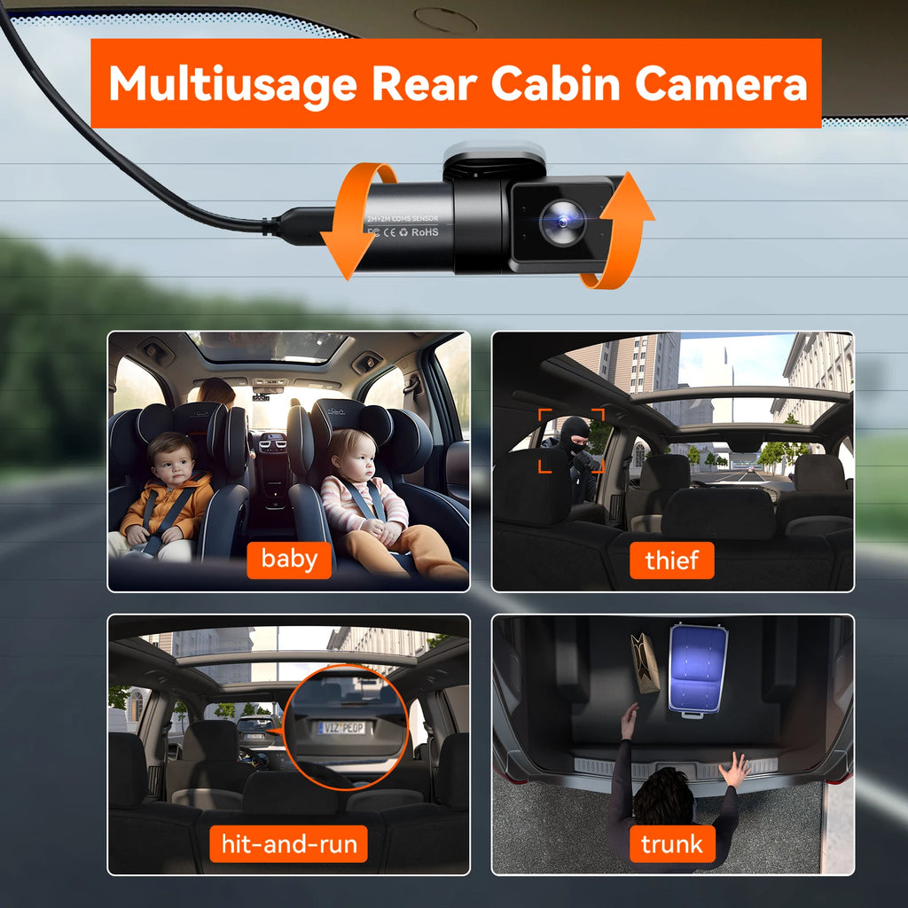 Vantrue N5 DashCam 4 Channel WiFi 360° All Sides  STARVIS 2 IR Night Vision Voice Control GPS Car Dash Cam Support 512GB Max