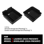 For Tesla New Model Y Juniper 2025 Launch Console & Armrest Upper and Lower Flocking Storage Box Watercup Holder Camera Cover