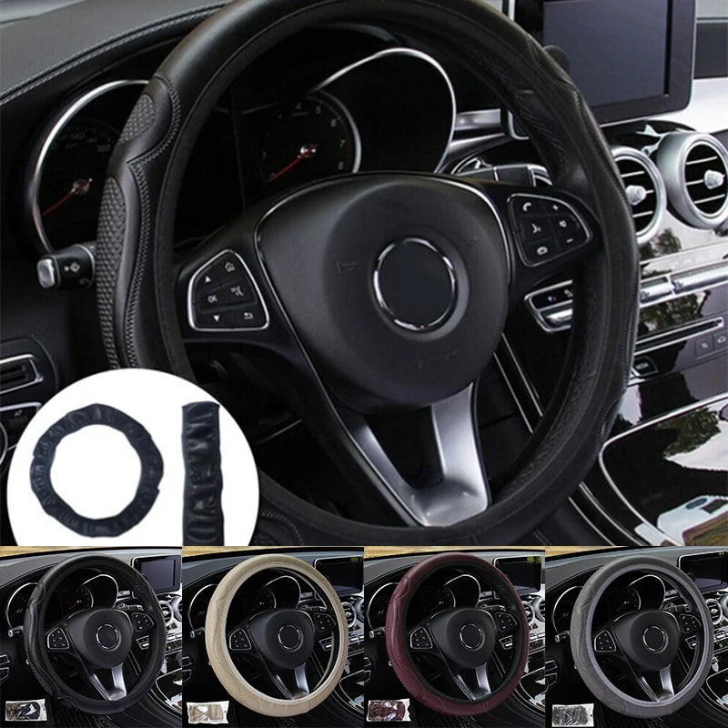[FE] [FE] Universal Auto Car Steering Wheel Cover Leather Breathable Anti-slip 38cm alternate view