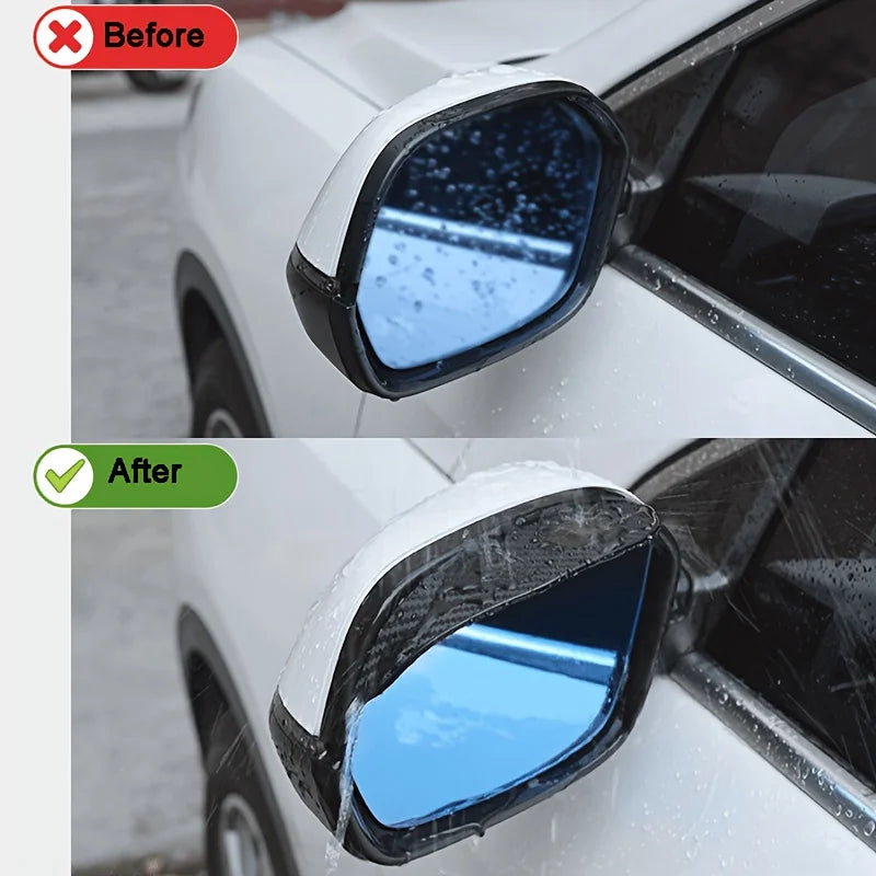 1 Pair  Black Car Rearview Mirror Rain Visors, Self-Adhesive Sun Shade Guards, Universal Fit for All Vehicles