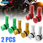 90 Degree CNC Motorcycle Tire Valve Stems | Leak-proof 2-Piece Set for Bikes and Scooters