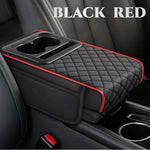 PU Leather Car Center Console Armrest Pad with Dual Pockets, Removable ABS Dual Cup Holder, 20 cm / 7.87 in. Wide