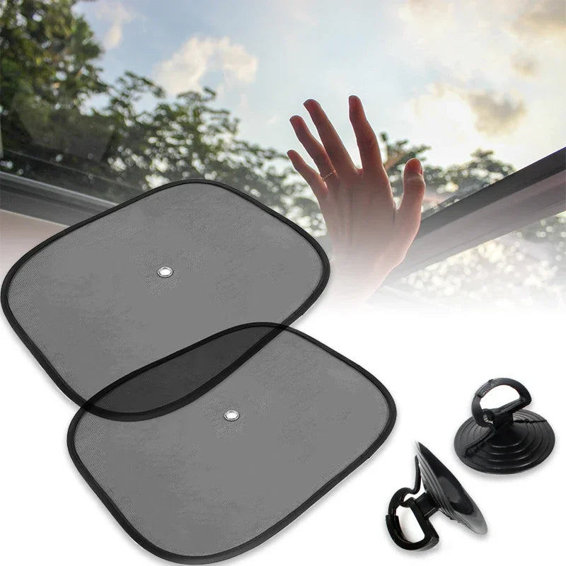 Car Window Sunshade Mesh Cover UV Protection Black 1 Pair