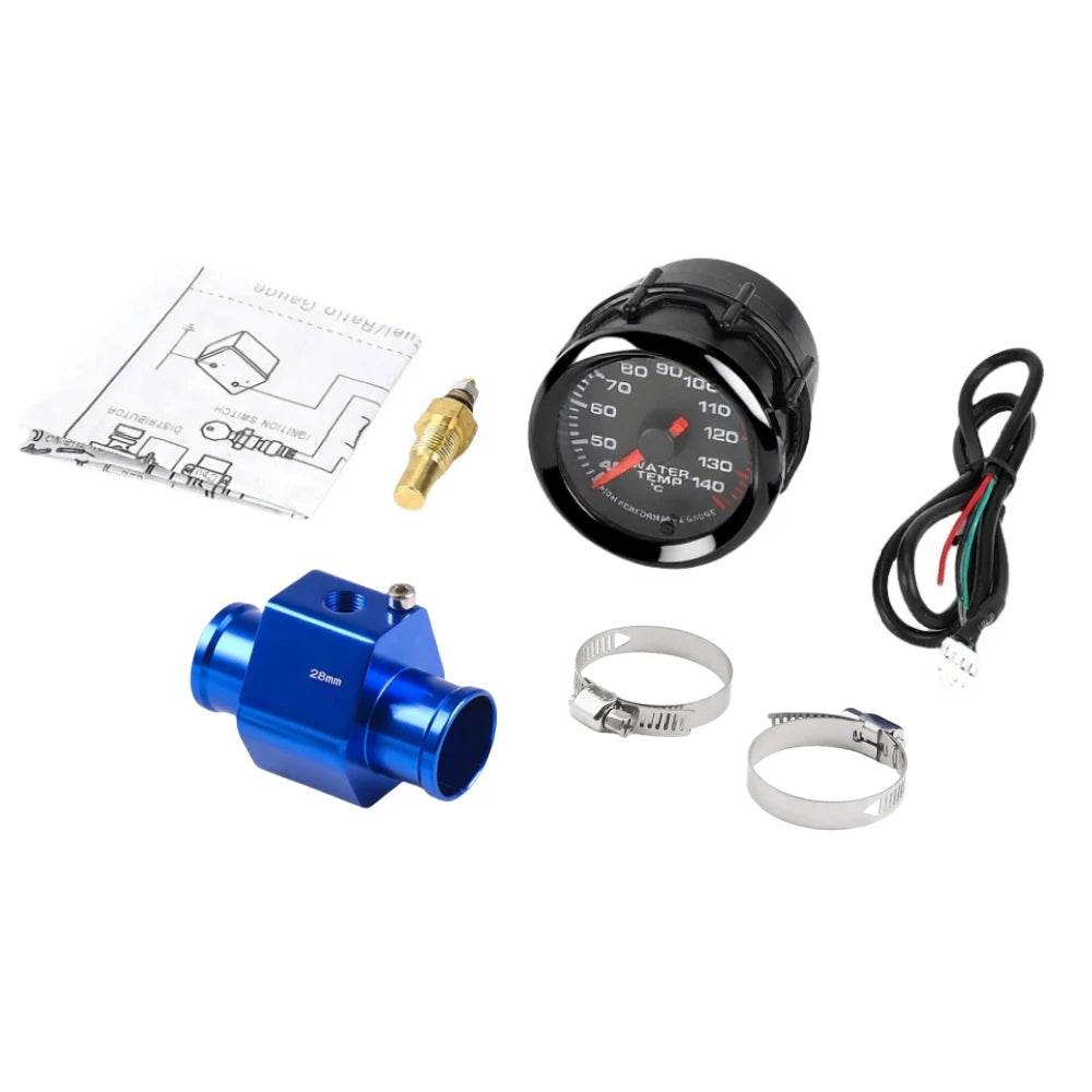 52mm Car Water Temp Gauge with Alarm and 7 Color Backlight | Universal 12V additional angle