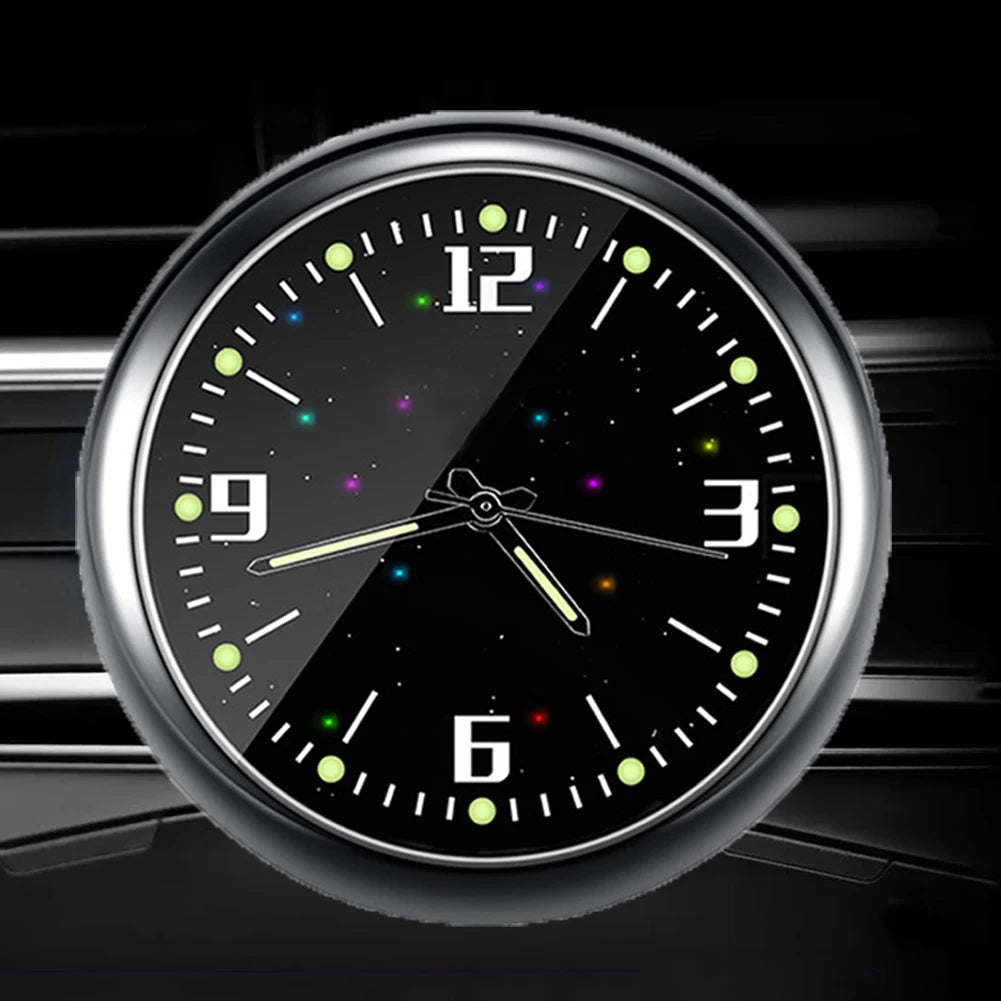 Luminous Car Clock Air Outlet Mini Quartz Clock with Clip | Auto Ornament Waterproof Accessory