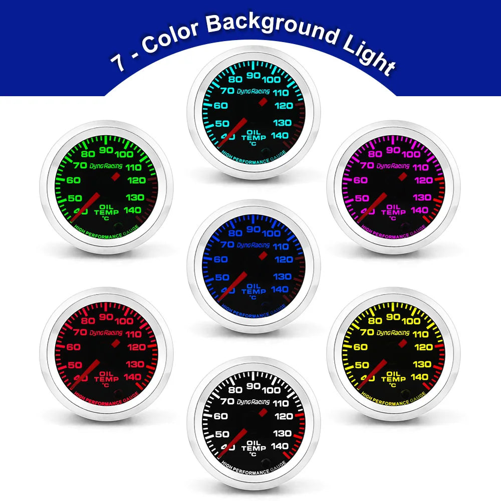 Dynoracing 2 Inch 52mm 12V Oil Temp Gauge Celsius 7 Colors | Stepper Motor Oil Temperatu detail view