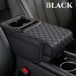 PU Leather Car Center Console Armrest Pad with Dual Pockets, Removable ABS Dual Cup Holder, 20 cm / 7.87 in. Wide