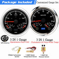 Custom 2 Gauges Set With Sensors Kit 85mm 3 IN 1 Gauge 120kmh 200km/H GPS Speedometer+Fuel+Volt RPM Water Temp Oil Press Meter