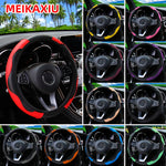 Car Decoration PU Carbon Fiber Leather Car Steering Wheel Cover No Inner Ring Univers alternate view