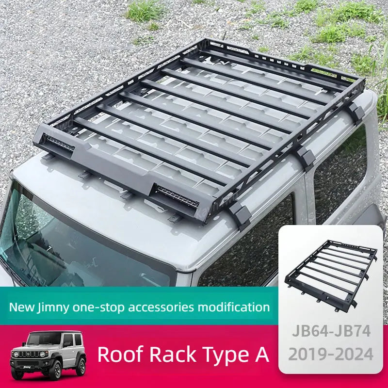 Aluminum Roof Rack Box for Suzuki Jimny JB64 JB74 | Off Road 4x4 Luggage Rack with LED Spotlights