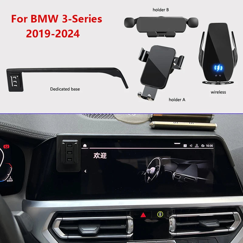 Car Phone Holder For BMW 3 Series 320 330 340 G20 2019-2022 Dedicated Infotainment Screen Wireless Charging Smartphone Holder
