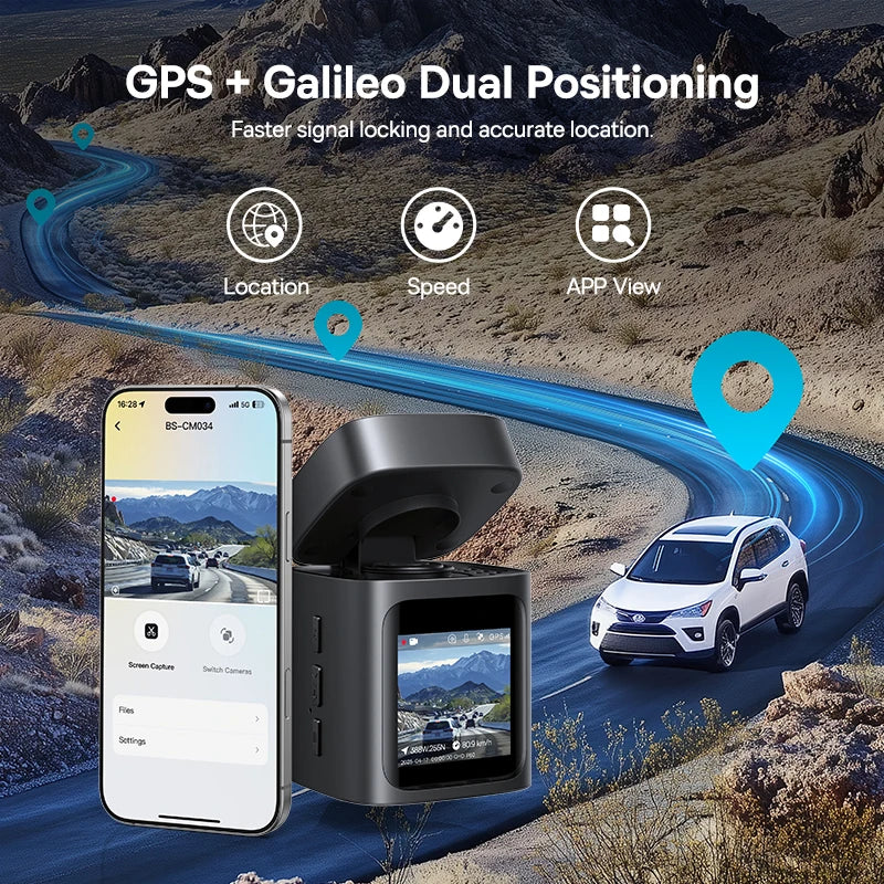 Baseus 3K Dash Cam VD1 Front and Rear Cam HD Built-in GPS Galileo Supercapacitor Ca additional angle
