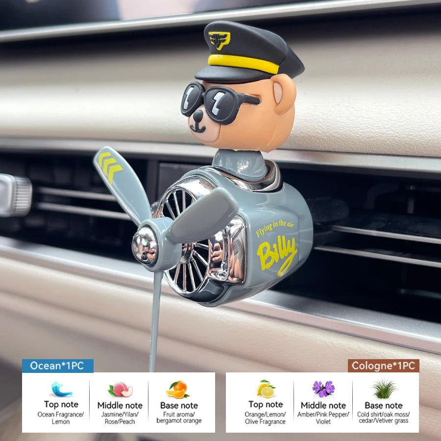 Cool Fun Rotate Plane Captain Shiba Inu Pilot Dog Car Air Freshener | Vent Clip Decor alternate view
