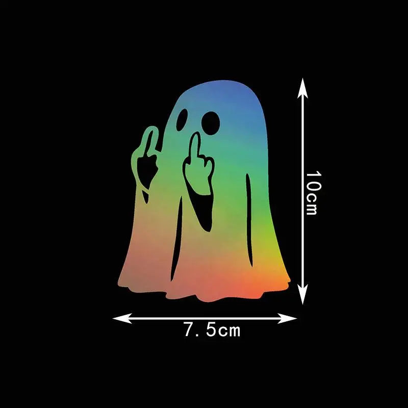 Funny Middle Finger Ghost Motorcycle Car Sticker Waterproof Weather Proof Decal for Au close-up view