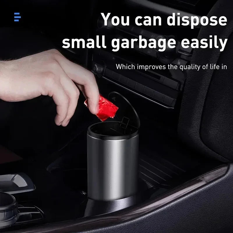 Household Car Trash Bin Alloy Garbage Can For Car Dustbin Waste Rubbish Basket Bin Organ detail view