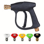 1/4'' High Pressure Washer Gun 4000PSI Car Wash Foam Spray Gun | Aluminium Valve Short Gun with 5 Co