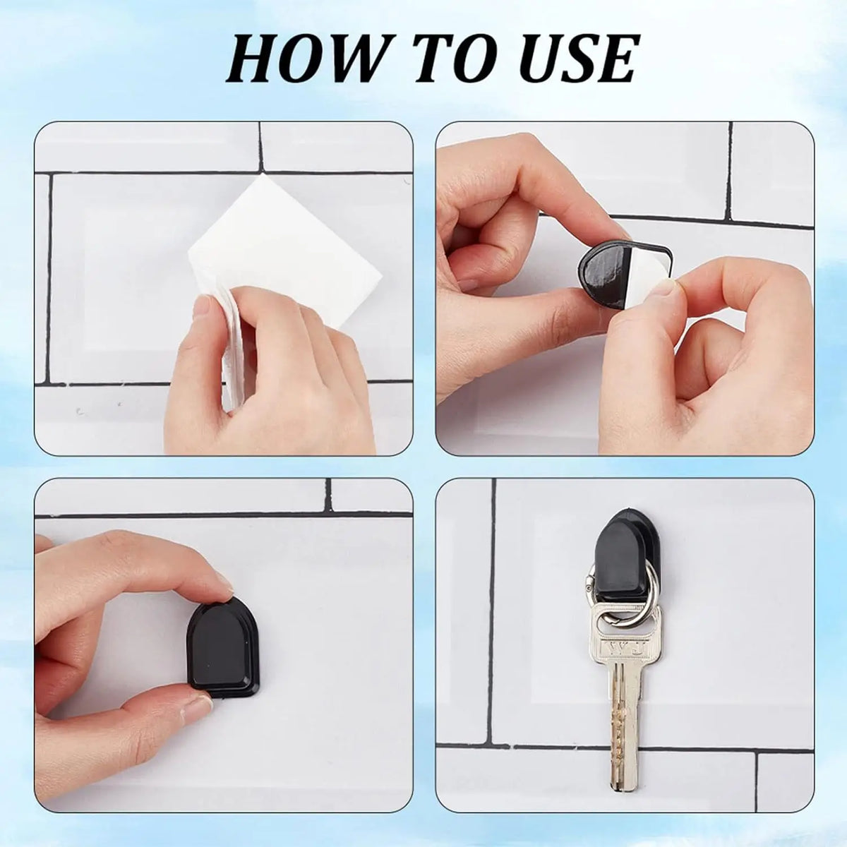 Mini Car Hooks Self-Adhesive Holder for USB Cable and Keys additional angle