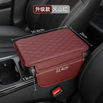 Car Armrest Cover Pad with Storage Bag Leather Anti-Slip Center Console Armrest Protector Cushion with Pocket