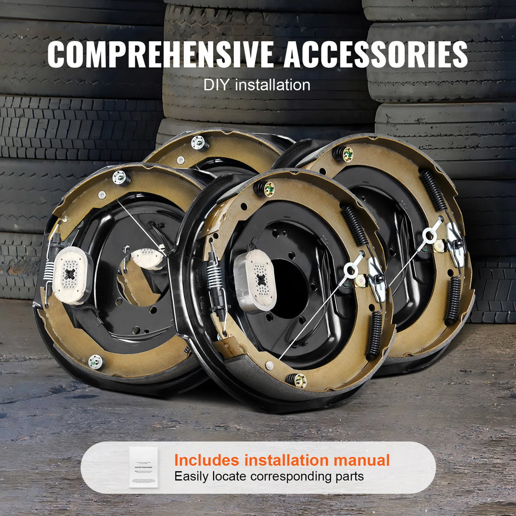 Electric Trailer Brake 12" x 2" Self-Adjusting Assembly | 2 Pairs 7000 lbs detail view