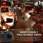 Touch Screen 1080P HD Automotive Driving Recorder Front & Rear Dashcam with Interior Car Camera, Photo Mode, AVI Video Format, Car Electronics Accessory