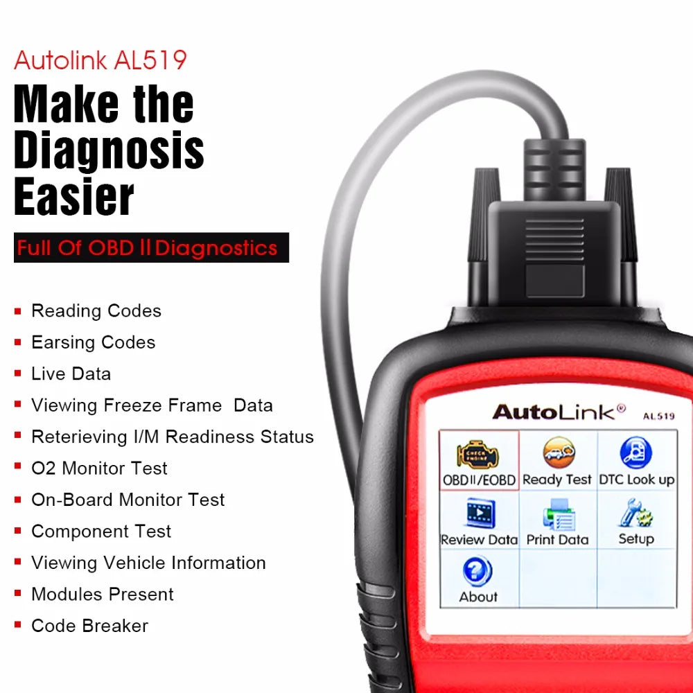 Autel AL619 AL519 OBD2 Scanner Car Diagnostic Tool Code Reader Automotriz ABS,SRS Automotive EOBD Diagnostic Scanner Scan Tool