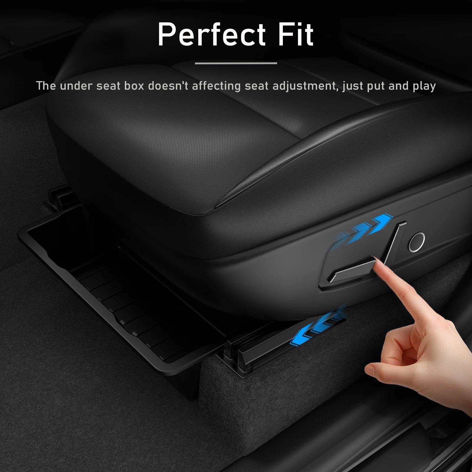 Tesla New Model Y Juniper 2025+ Seat Storage Box – Center Console Organizer Bins (Fro lifestyle view