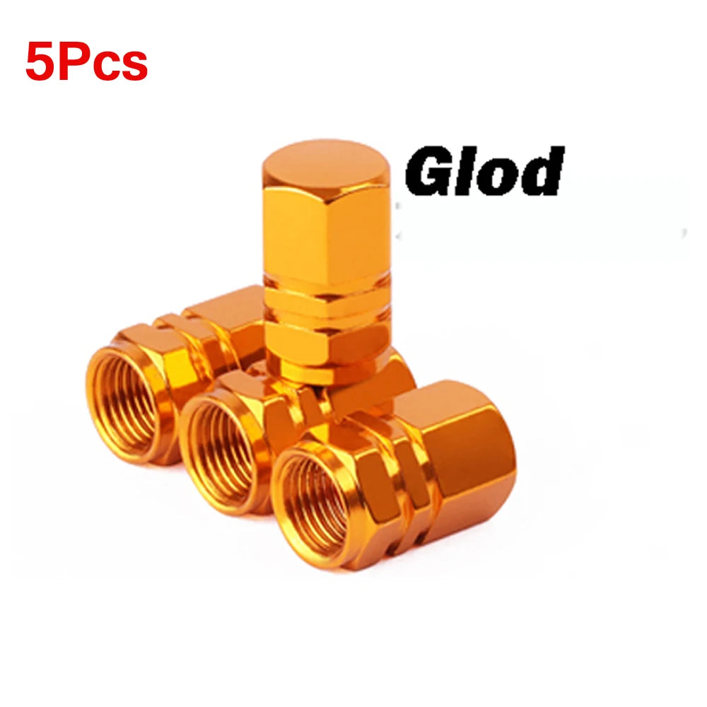 Aluminum Alloy Tire Valve Caps | 5 or 10 Pack Waterproof Dustproof Stem Covers close-up view
