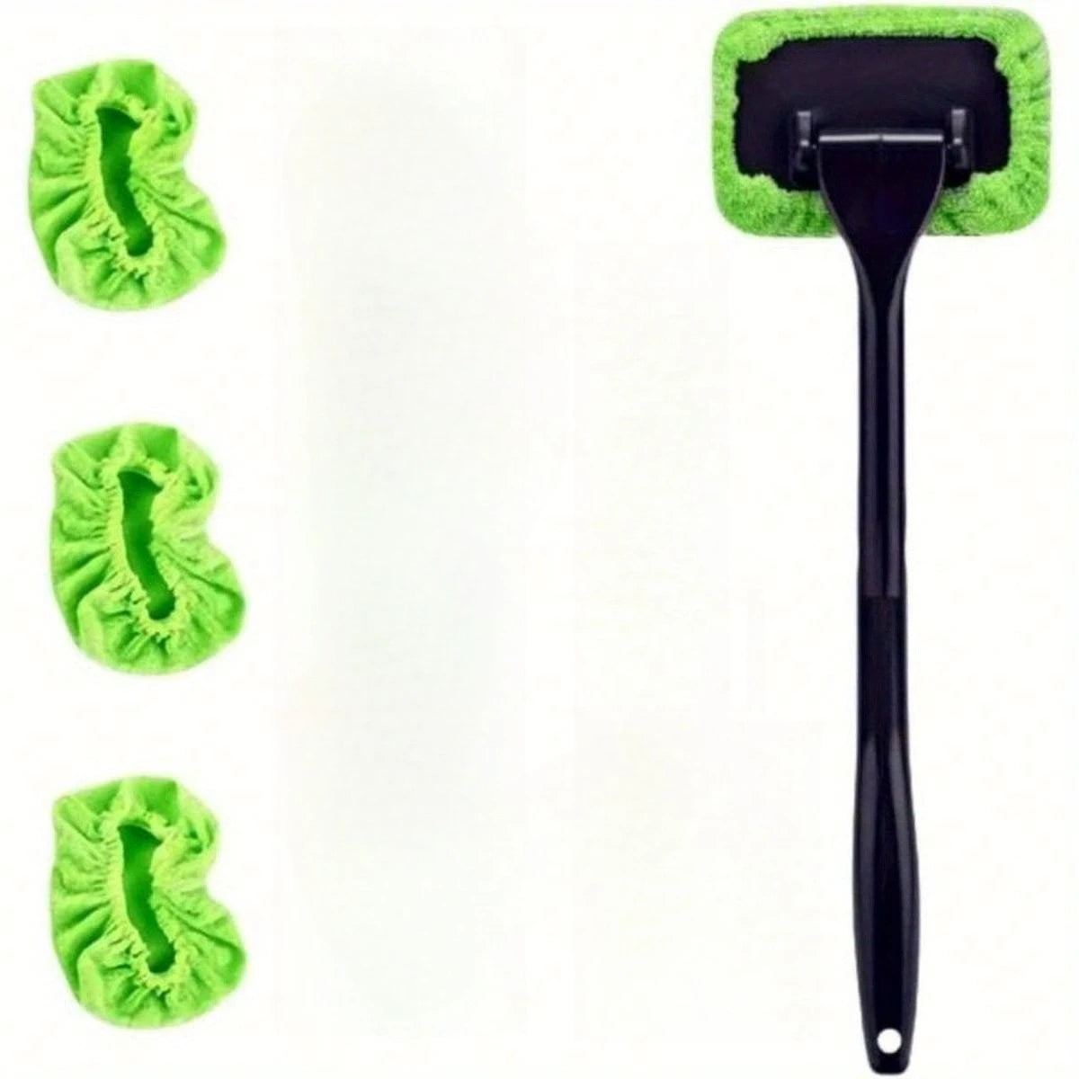 Telescopic Handle Car Windshield Cleaner, Green Microfiber Pads additional angle