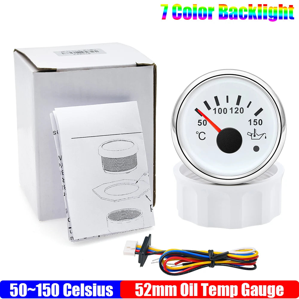 ZMFJH 7 Color Light 52mm Car Gauge Set | Fuel Water Level Voltmeter Oil Pressure Te additional angle