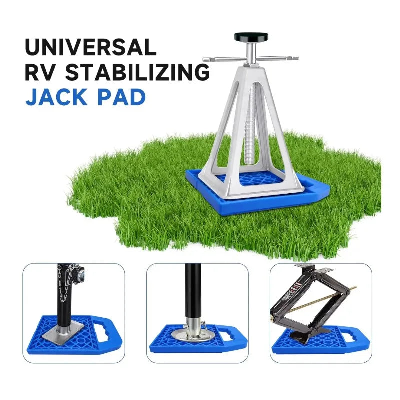 4 Pack Camper RV Leveling Stabilizer Jack Pads with Handle Support Blocks for Travel Tra detail view