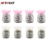 4PC Bling Valve Stem Caps Crystal Rhinestone Car Tire Valve Caps | Flower Dustproof Universal Car Ac