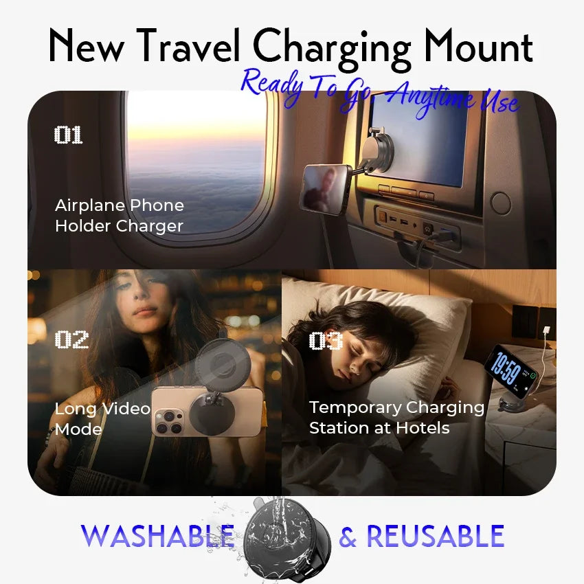 LISEN Qi2.2 25W MagSafe Car Mount Charger | Vacuum Suction Cup Wireless Charger for additional angle