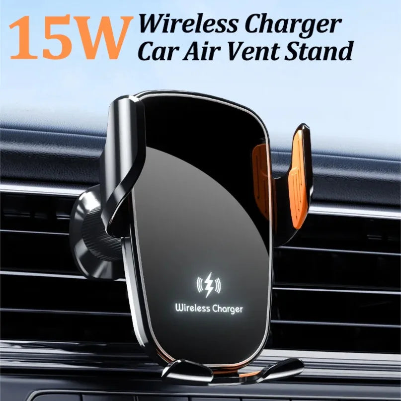 15W Car Wireless Charger | 360° Rotation Air Vent Phone Mount for iPhone Samsung