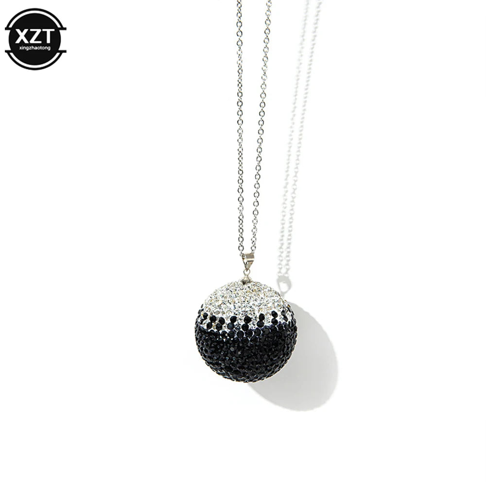 Car Crystal Ball Pendant Car Rearview Mirror Pendant Bling Bling Rhinestone Ball Car Interiot Decoration Car Accessories