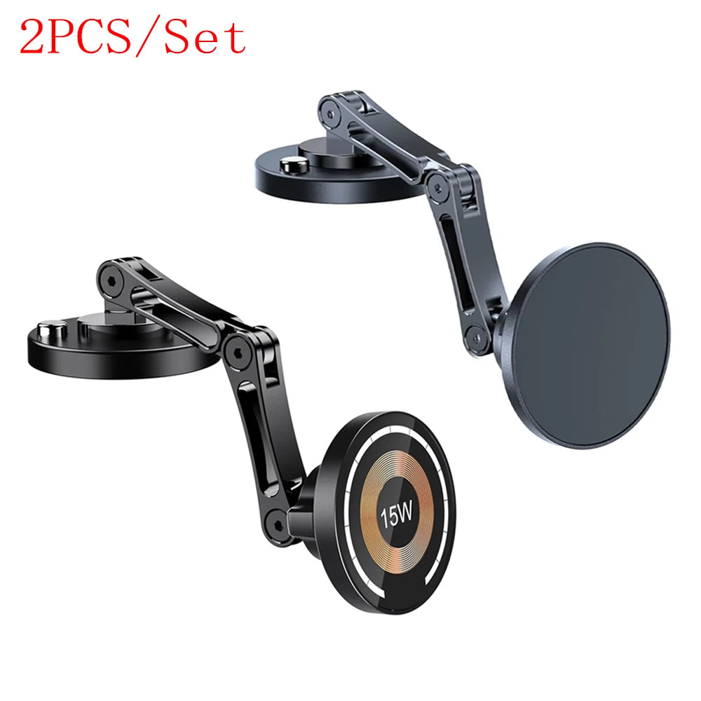 15W Magnetic Car Phone Holder Mount Wireless Charger Rotation Magnetic Car Phone Stand close-up view