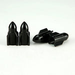 Aluminum Rocket Tire Valve Caps Set of 4 | Car and Motorcycle Alloy Valve Stem Covers close-up view