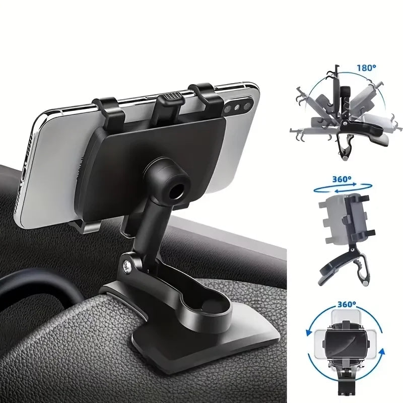 Universal Rotating Car Phone Mount Holder | 360° Adjustable Dashboard Bracket for 4-7" close-up view