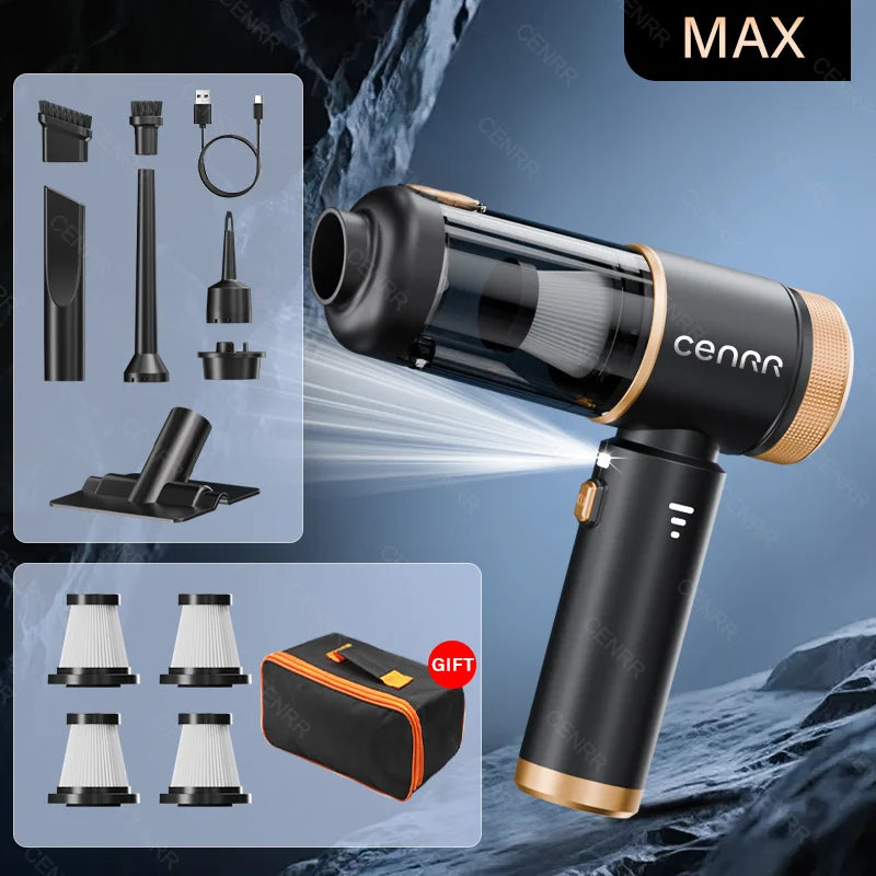 CENRR 998000PA Mini Cordless Car Vacuum Cleaner | Portable Handheld with Blower close-up view
