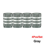 DSYCAR 4Pcs Silver Aluminum Knurling Tire Valve Stem Caps | US Schrader Compatible detail view