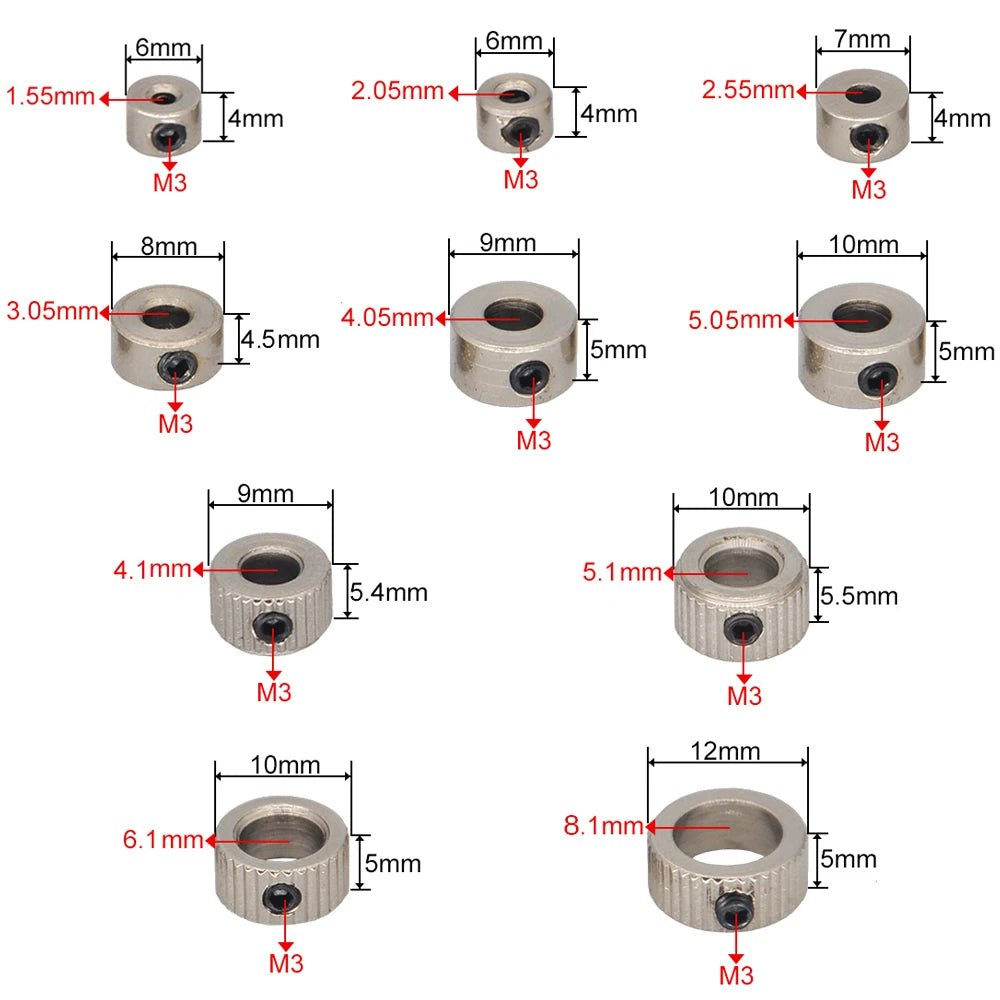 10PCS Metal Wheel Lock Collar Shaft Stopper 1.6-8.1mm for RC Model additional angle