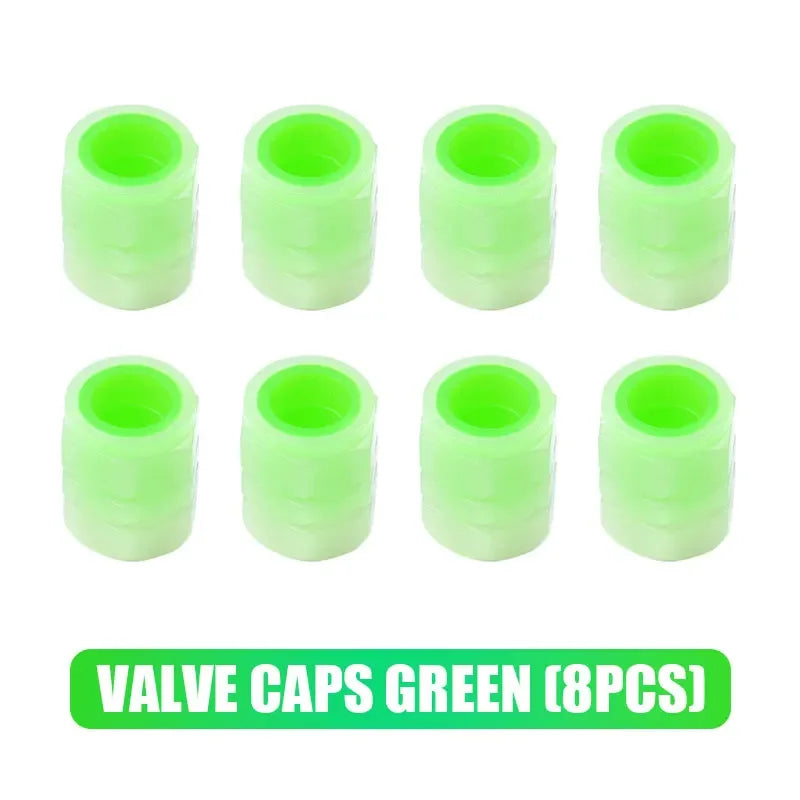 Glow-in-the-Dark Tire Valve Caps | Luminous Car Motorcycle Accessories lifestyle view