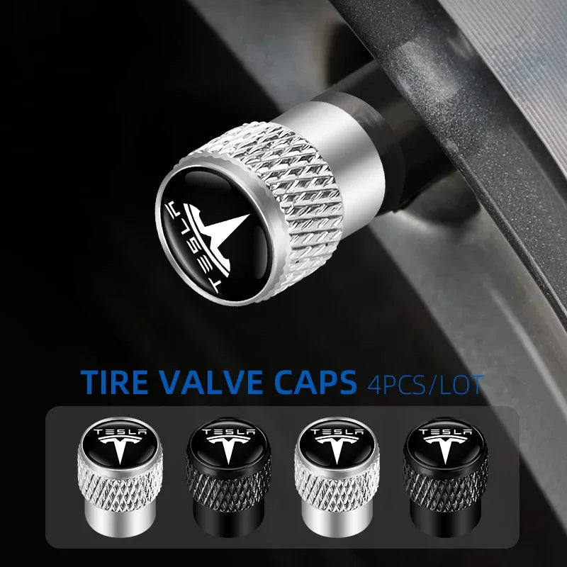4Pcs Aluminum Tire Valve Caps | Tesla Model 3 Y X Roadster Car Accessories