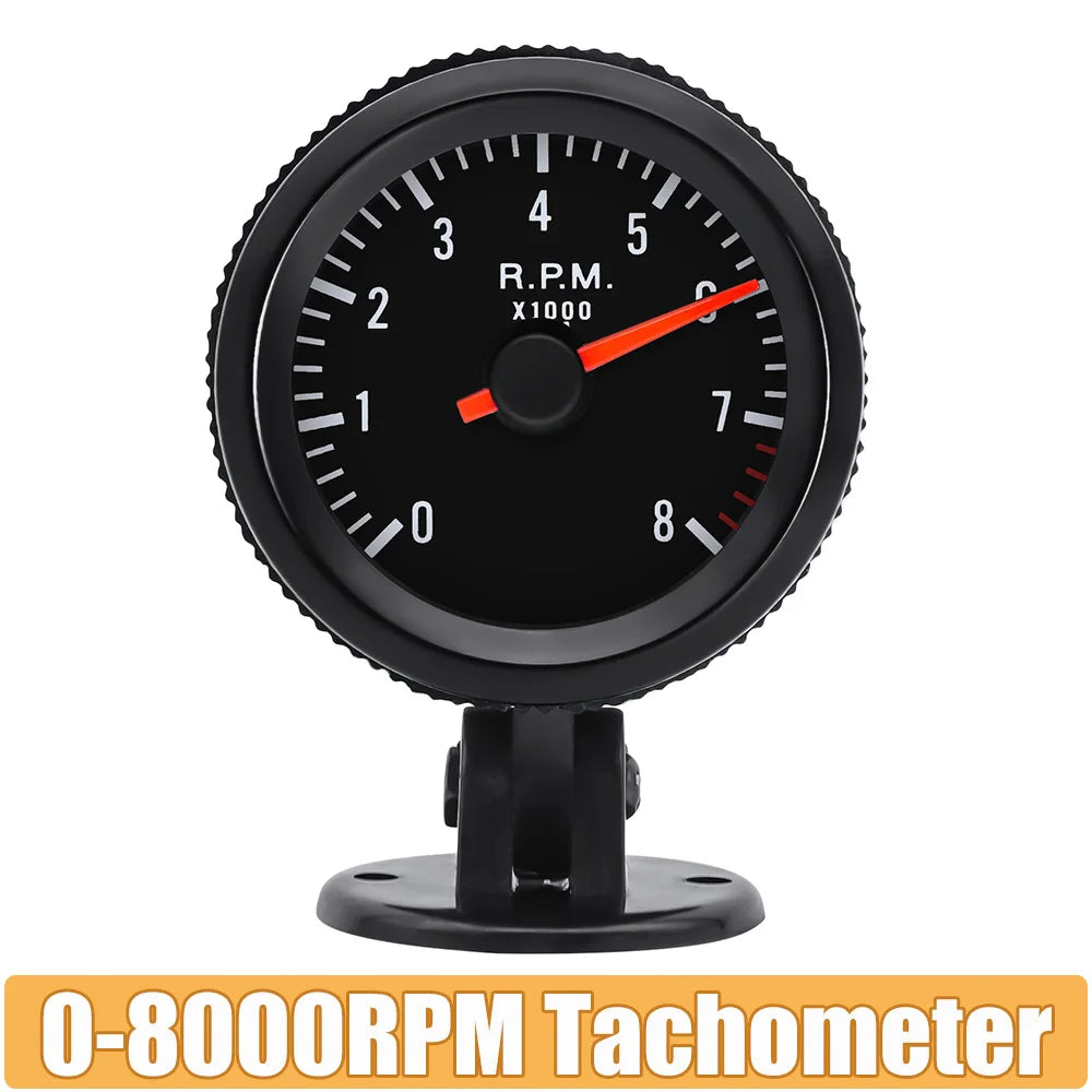 Car Tachometer Gauge 0-8000RPM Car Meter Black Case With White LED tacho For 1-8 Cylinders Gasoline 2" 52mm RPM Tachometer