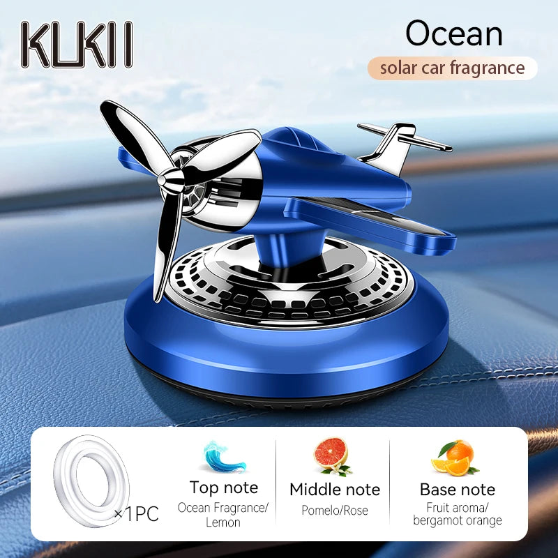 Solar Powered Rotating Air Freshener | Car Fragrance Diffuser with Propeller close-up view