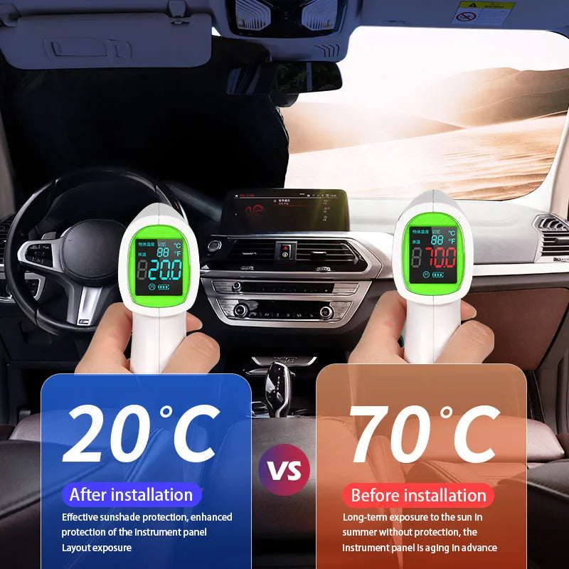 Car Windshield Sun Shade Visor UV Protection Shield | 140 x 70 cm Foldable Sunshade f lifestyle view
